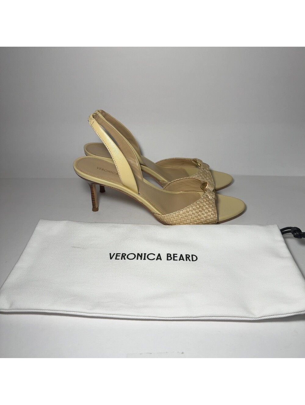 Veronica Beard Tiaslingback Heels Natural Woven Slingback